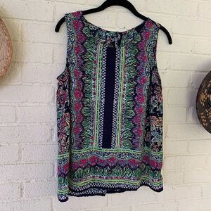 Cynthia Rowley Pattern Button Down Back Tank